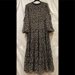 Black dress with orange/ yellow flowers